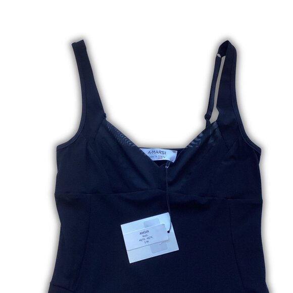 A.MARSI Black Cami Strap Dress Elegant Midi Fit Versatile Design Size 40-48 Wome - Picture 4 of 5